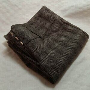 Hippie vintage pants with checks and thin lines in shades of brown and black